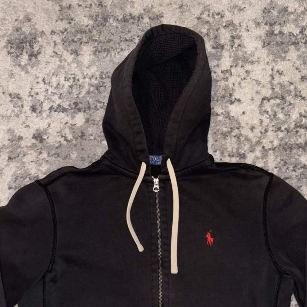 00s Faded Polo Ralph Lauren Red Pony Zip Up Sweater - Picture 2 of 7